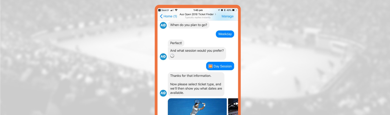 全豪オープンのチケット購入を手伝うチャットボット